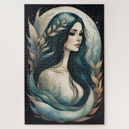 水の色絵画の人魚 ジグソーパズル