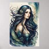 水の色絵画の人魚 ポスター (正面)
