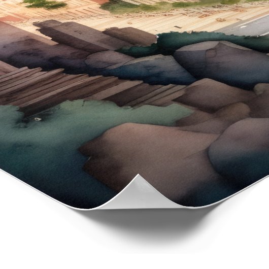 水の色絵画の古代ローマII ポスター (角)