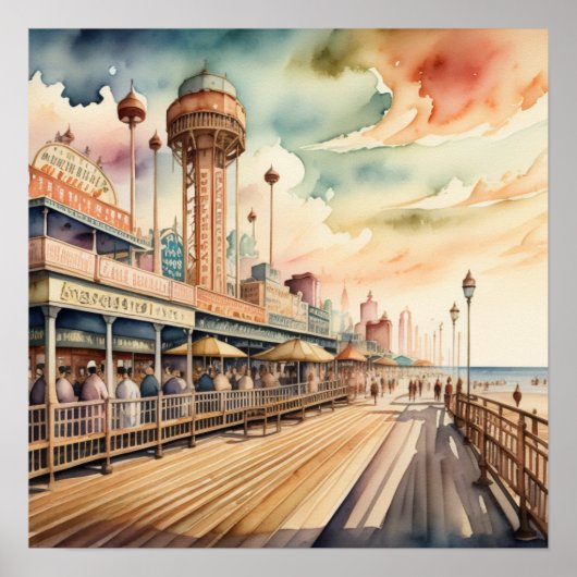 水の色絵画の夏期ボードウォーク1:1 ポスター (正面)