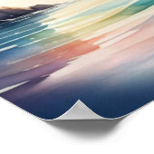 水の色絵画の帆船1:1 ポスター (角)