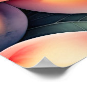 水の色絵画の桃 ポスター (角)