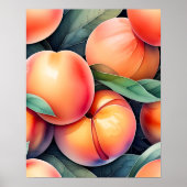 水の色絵画の桃 ポスター (正面)