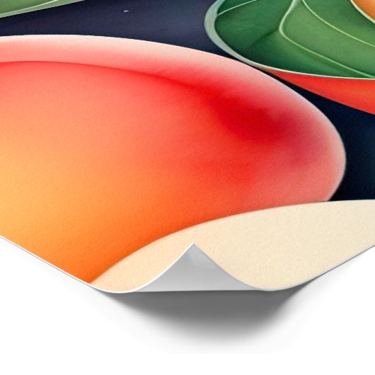 水の色絵画の桃II ポスター (角)