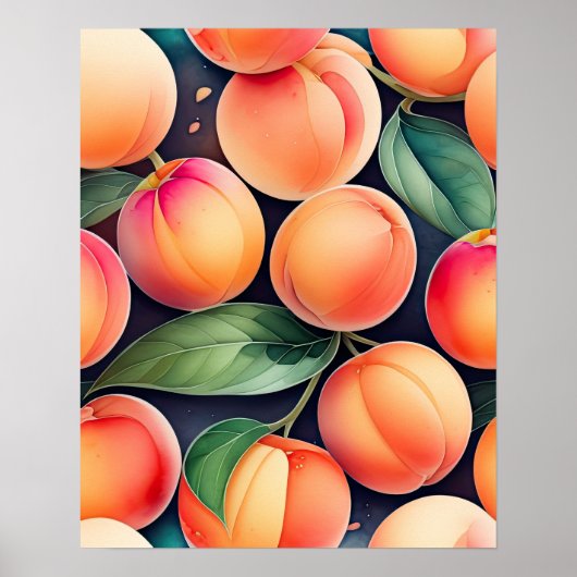 水の色絵画の桃II ポスター (正面)