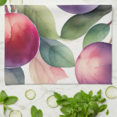 水の色絵画の梅 キッチンタオル (折り畳み)