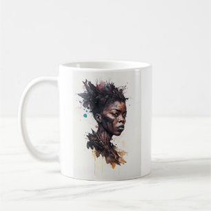 水の色絵画の美しいアフリカ族女性 コーヒーマグカップ