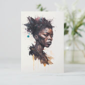 水の色絵画の美しいアフリカ族女性 サンキューカード (スタンド正面)