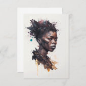 水の色絵画の美しいアフリカ族女性 サンキューカード (正面/裏面)