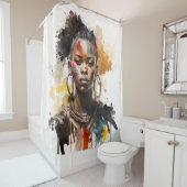 水の色絵画の美しいアフリカ族女性 シャワーカーテン (インサイチュ)