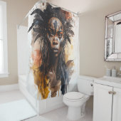 水の色絵画の美しいアフリカ族女性 シャワーカーテン (インサイチュ)