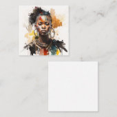 水の色絵画の美しいアフリカ族女性 スクエア名刺 (正面/裏面)