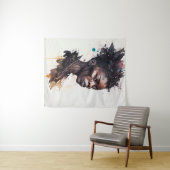 水の色絵画の美しいアフリカ族女性 タペストリー (インサイチュ(横))