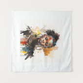 水の色絵画の美しいアフリカ族女性 タペストリー (正面(横))