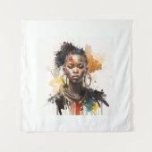 水の色絵画の美しいアフリカ族女性 タペストリー (正面)