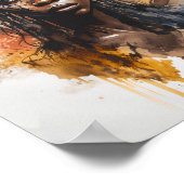 水の色絵画の美しいアフリカ族女性 ポスター (角)