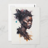 水の色絵画の美しいアフリカ族女性 ポストカード (正面/裏面)