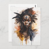 水の色絵画の美しいアフリカ族女性 ポストカード (正面/裏面)