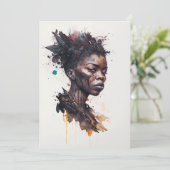 水の色絵画の美しいアフリカ族女性 招待状 (スタンド正面)