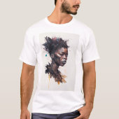 水の色絵画の美しいアフリカ族女性 Tシャツ (正面)