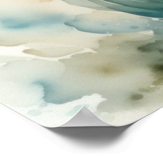 水の色絵画の美しい水ニンフIII ポスター (角)