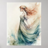 水の色絵画の美しい水ニンフIII ポスター (正面)