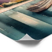 水の色絵画の都市川のシーン1:1 ポスター (角)