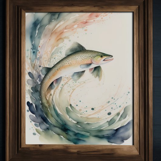 水の色絵画の魚スプラッシュII ポスター