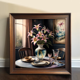 水の色絵画のTablescapeフォーマルユリ ポスター