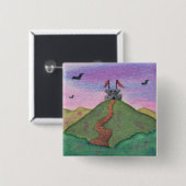 水の色絵画、の、自然、要塞、城、 缶バッジ (正面&裏面)