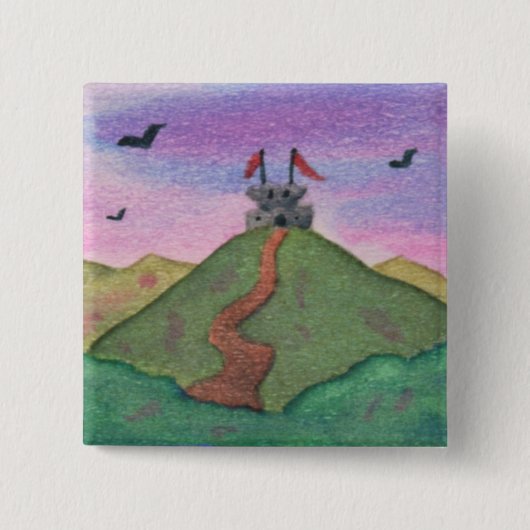 水の色絵画、の、自然、要塞、城、 缶バッジ (正面)