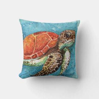 水の色絵画- Sea Turtle枕 クッション