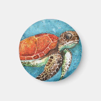 水の色絵画- Sea Turtle magnet マグネット