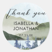 水の色自然ランドスケープ湖ありがとう好意 ラウンドシール (正面)