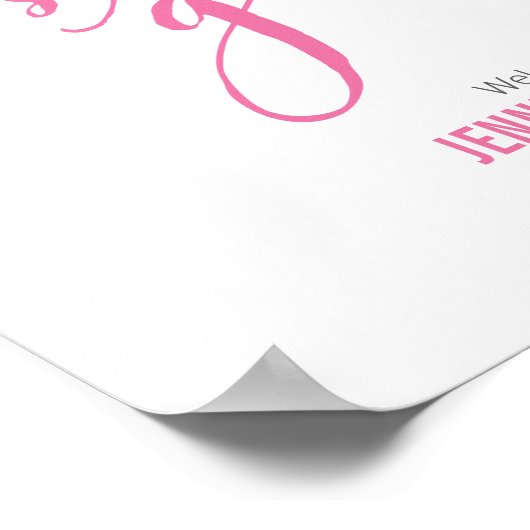 水の色航海のいかりピンクベビーシャワーWelcom ポスター (角)