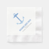 水の色航海のいかり赤ちゃんシャワーsipと参照 縁ありカクテルナプキン (正面)