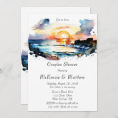水の色航海のビーチシーンカップルシャワー 招待状