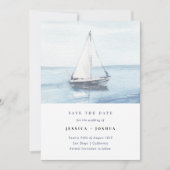 水の色航海の写真セーリング日付を保存 招待状 (正面)