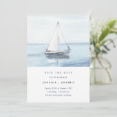 水の色航海の写真セーリング日付を保存 招待状 (スタンド正面)