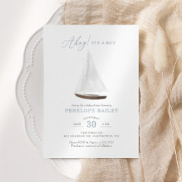 水の色航海の帆船の赤ちゃんシャワー招待 招待状