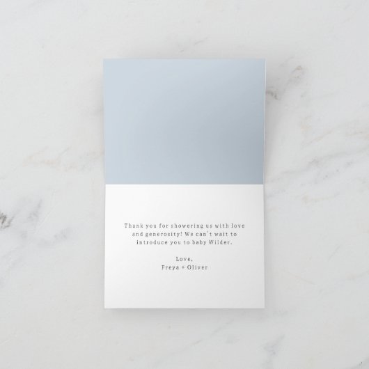 水の色航海の帆船ベイビーシャワーありがとう サンキューカード (内部)