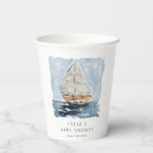水の色航海の帆船ベビーシャワーカスタム 紙コップ (裏面)
