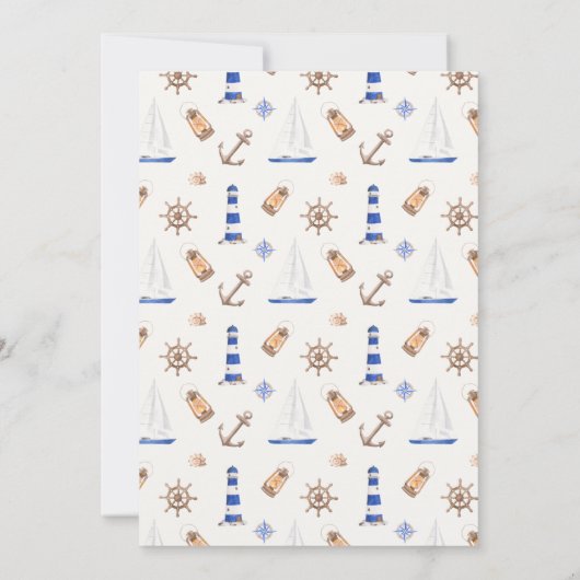 水の色航海の帆船ボーイ赤ちゃんシャワー 招待状 (裏面)