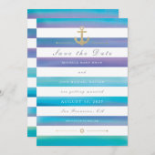 水の色航海の結婚式の日付カードを保存 セーブザデート (正面/裏面)