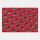 水の色色彩の鮮やか松のコーンクリスマス赤 ラッピングペーパーシート (正面)