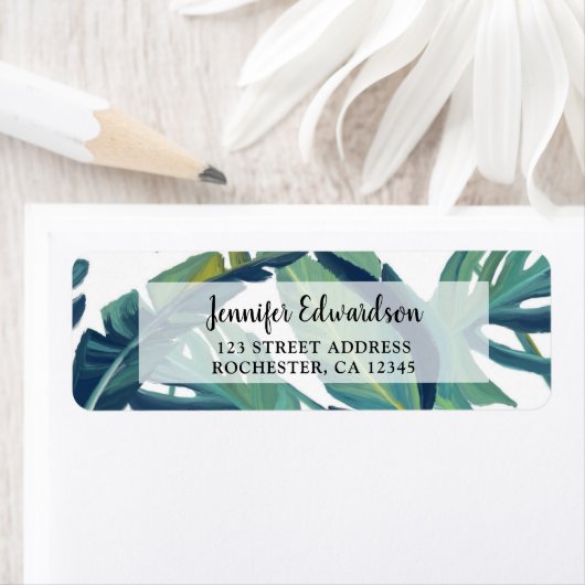 水の色色彩の鮮やか熱帯緑葉の人 ラベル (インサイチュ)