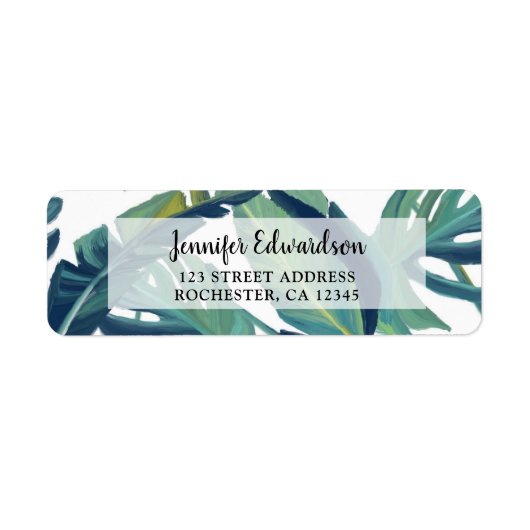 水の色色彩の鮮やか熱帯緑葉の人 ラベル (正面)