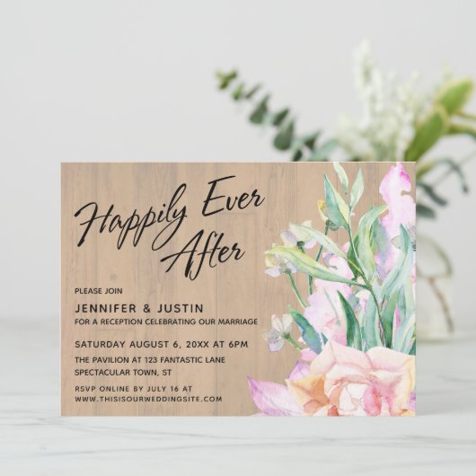 水の色芸術的フローラ木材の後に幸せに 招待状 (スタンド正面)