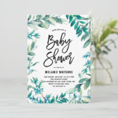 水の色葉のリース&ベリーの赤ちゃんシャワー 招待状 (スタンド正面)
