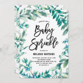 水の色葉のリース&ベリーベビー散水 招待状 (正面/裏面)